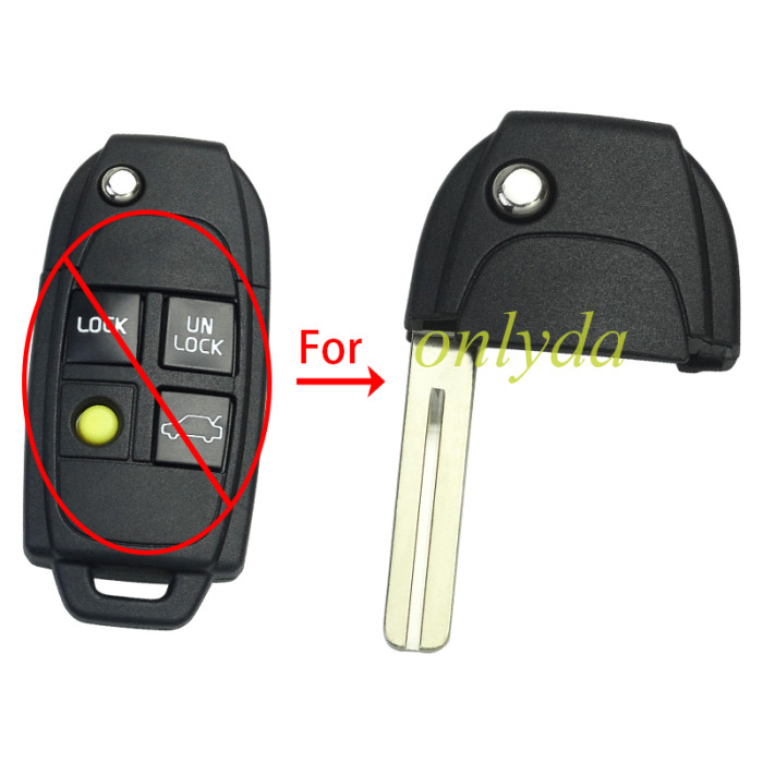For Volvo remote replacement key shell head, with badge