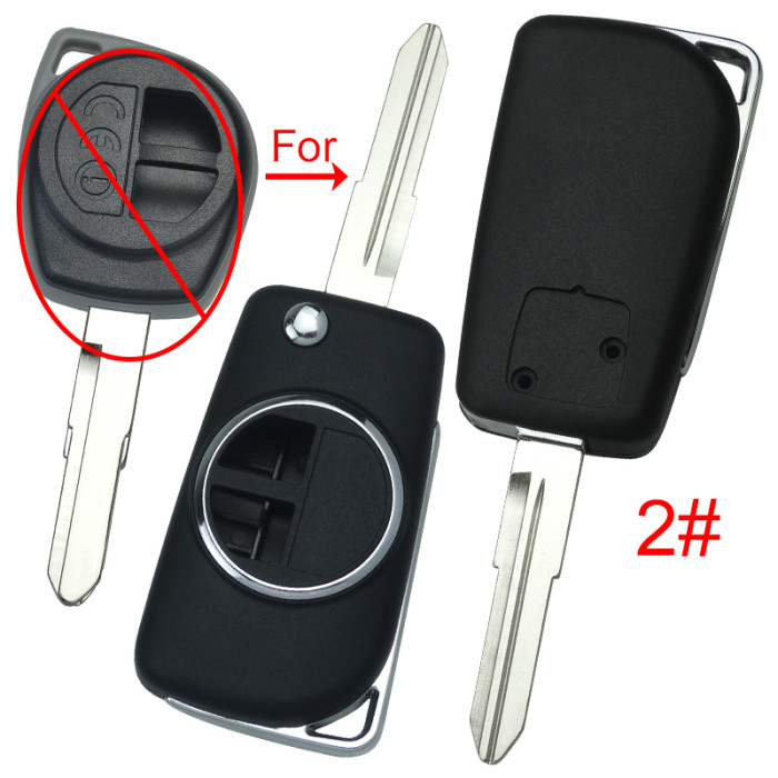 For Suzuki Modified flip key shell 2 button with badge, pls choose blade model