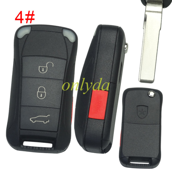 For Porshe Cayenne  flip remote key shell with blade with logo , pls choose button model