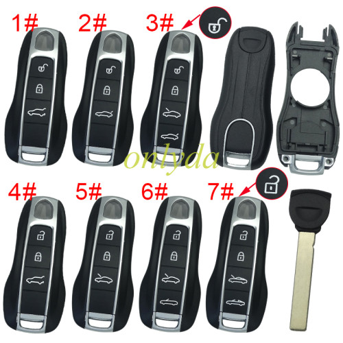 For Porsche remote key blank  with badge , pls choose button model