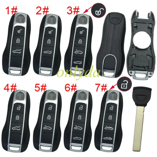 For Porsche remote key blank  with badge , pls choose button model