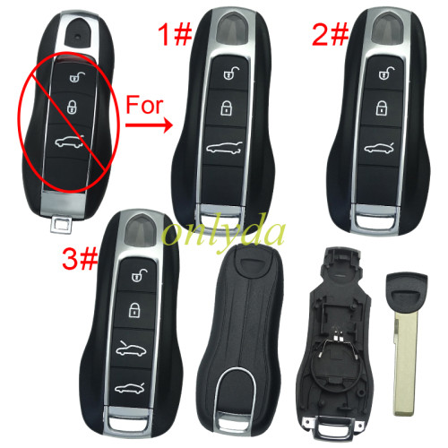For Porsche  Modified remote key shell with badge , pls choose button model