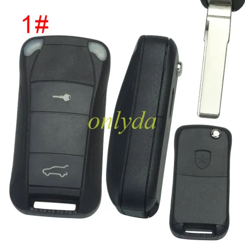 For Porshe Cayenne  flip remote key shell with blade with logo , pls choose button model