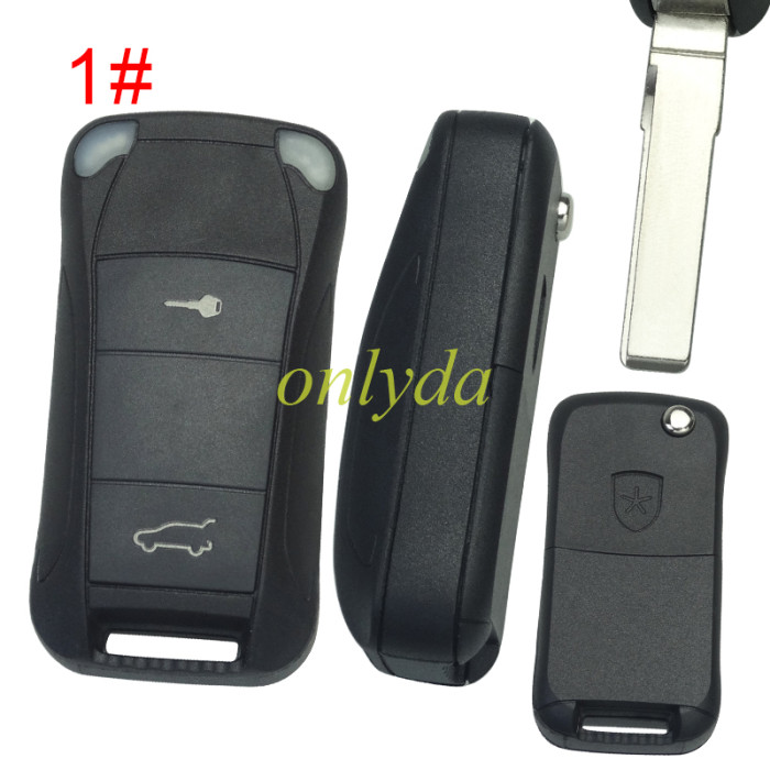 For Porshe Cayenne  flip remote key shell with blade with logo , pls choose button model