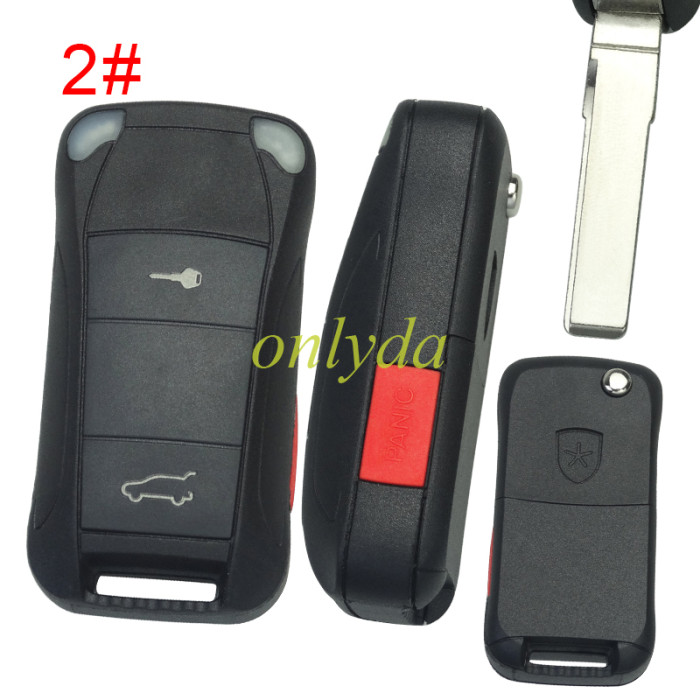 For Porshe Cayenne  flip remote key shell with blade with logo , pls choose button model