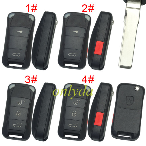 For Porshe Cayenne  flip remote key shell with blade with logo , pls choose button model