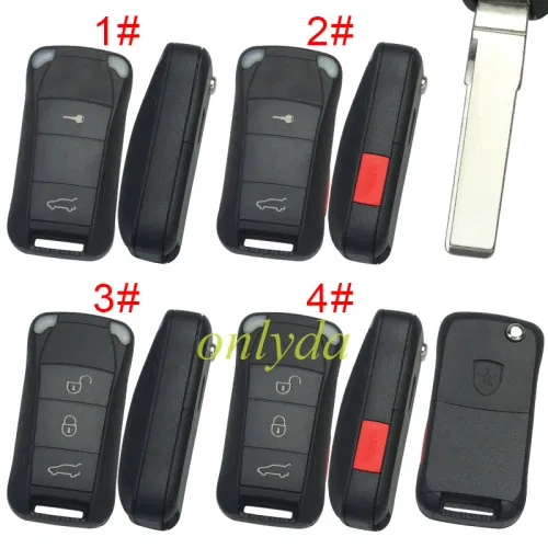 For Porshe Cayenne  flip remote key shell with blade with logo , pls choose button model