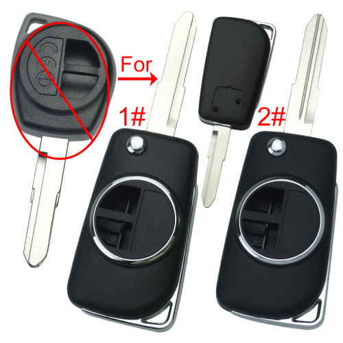 For Suzuki Modified flip key shell 2 button with badge, pls choose blade model