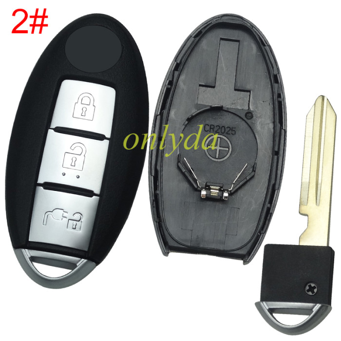 For Nissan remote  key blank with badge, with balde ,T-shaped interior for old model, pls choose button model