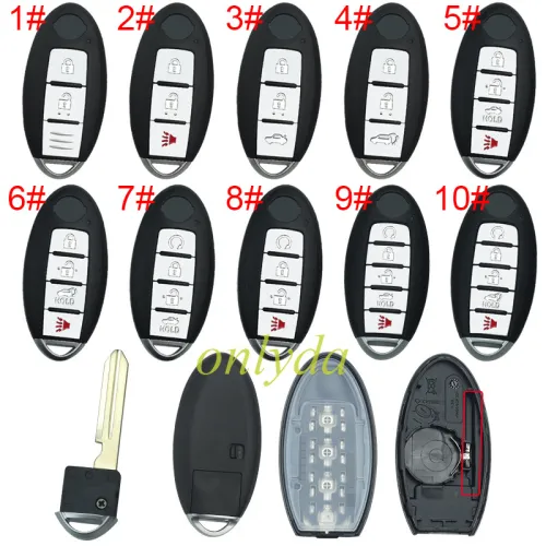 For Nissan   remote key blank with nissan flat badge ,without  buckle,With light hole for new model, pls choose button model