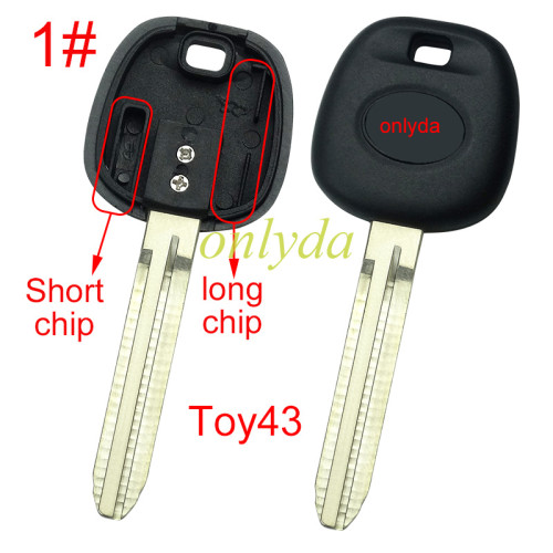 For Toyota transponder key blank  with badge, with carbon chip part and  TPX long chip part