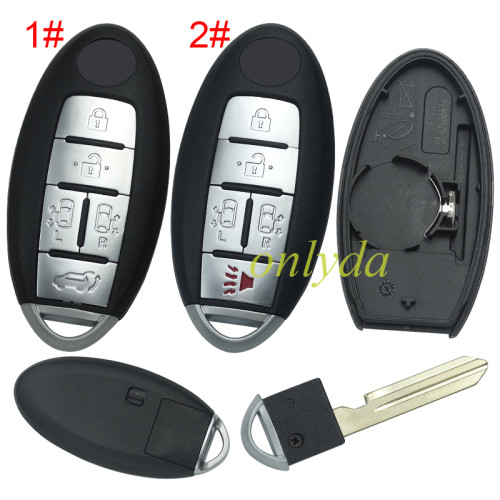 For Nissan 5 button  remote key blank with badge with blade , without buckle for new model , pls choose button model