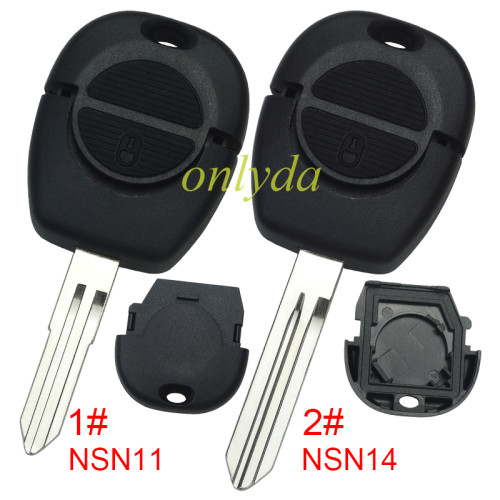 For Nissan 2 button remote key blank，1# NSN11,2#NSN14, pls choose blade model