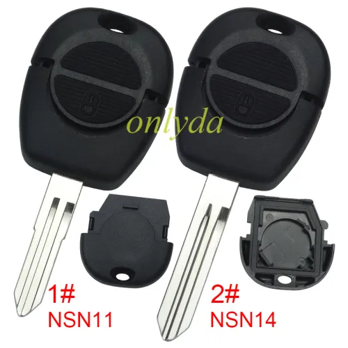 For Nissan 2 button remote key blank，1# NSN11,2#NSN14, pls choose blade model