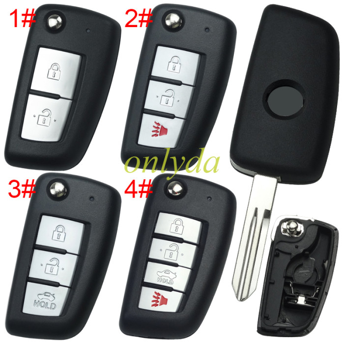 For Nissan remote key blank with badge, blade NSN14(length 40mm) , pls choose button model