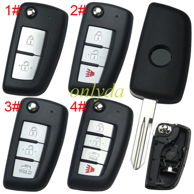 For Nissan remote key blank with badge, blade NSN14(length 40mm) , pls choose button model