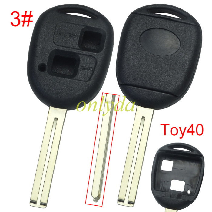 Super Stronger GTL shell  Toyota upgrade 2 button key shell with badge , pls choose blade model