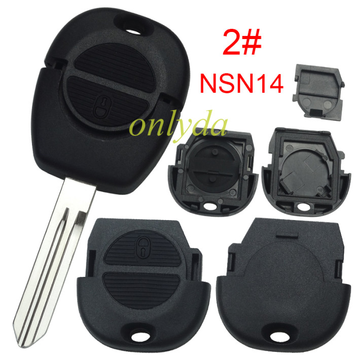 For Nissan 2 button remote key blank，1# NSN11,2#NSN14, pls choose blade model