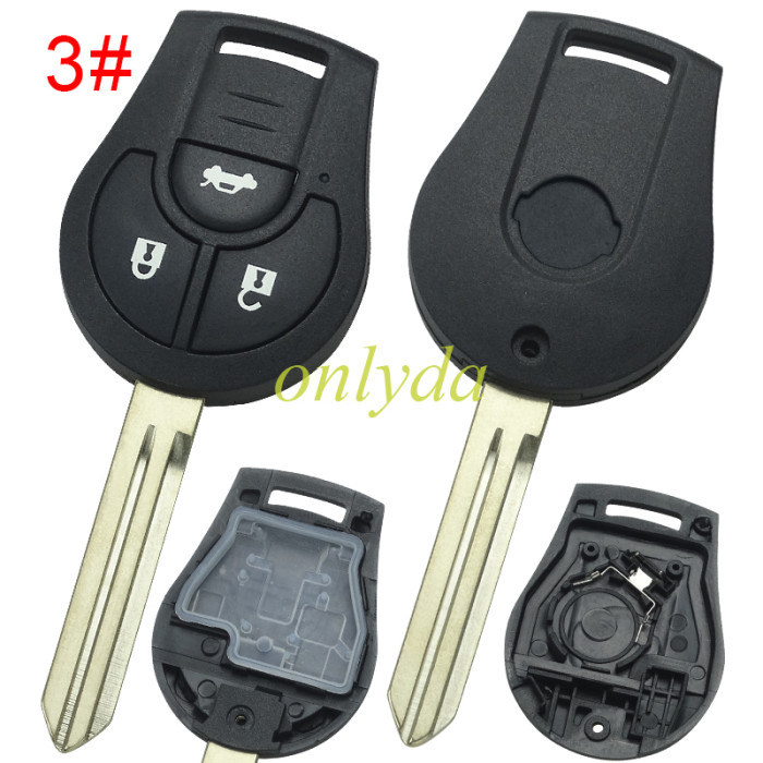 For Nissan  remote key blank with flat Nissan badge pls choose button model