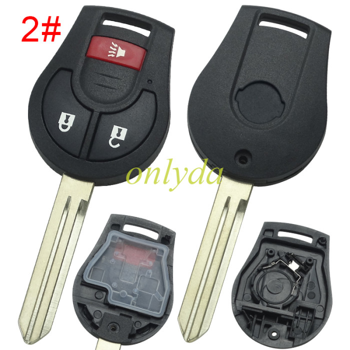 For Nissan  remote key blank with flat Nissan badge pls choose button model