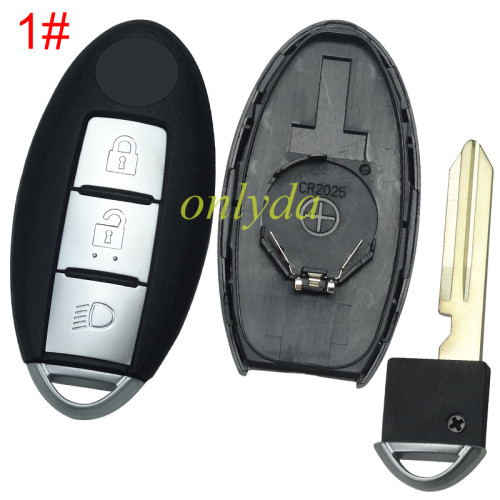 For Nissan remote  key blank with badge, with balde ,T-shaped interior for old model, pls choose button model