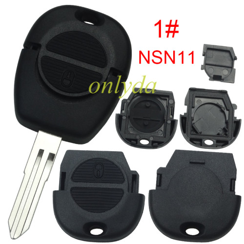 For Nissan 2 button remote key blank，1# NSN11,2#NSN14, pls choose blade model