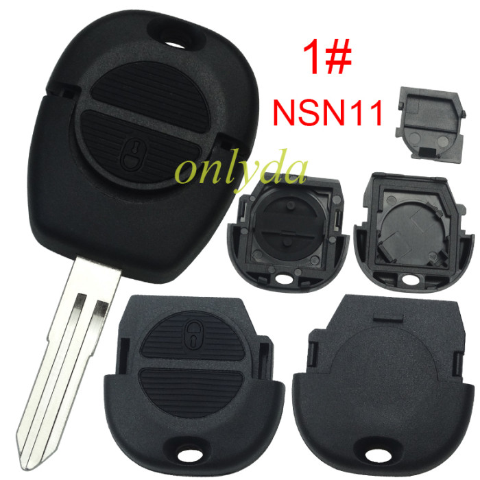 For Nissan 2 button remote key blank，1# NSN11,2#NSN14, pls choose blade model