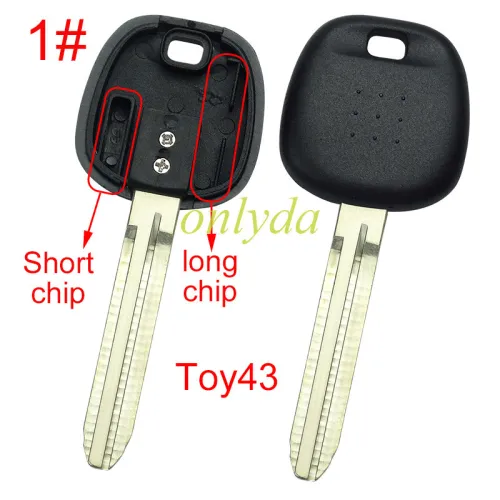 For Toyota transponder key blank  without badge, with carbon chip part and  TPX long chip part