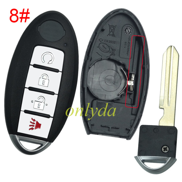 For Nissan   remote key blank with nissan flat badge ,without  buckle,With light hole for new model, pls choose button model