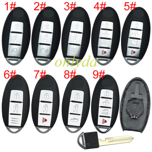 For Nissan remote  key blank with badge, with balde ,T-shaped interior for old model, pls choose button model
