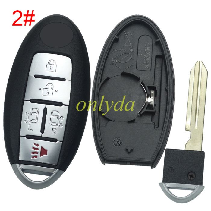 For Nissan 5 button  remote key blank with badge with blade , without buckle for new model , pls choose button model