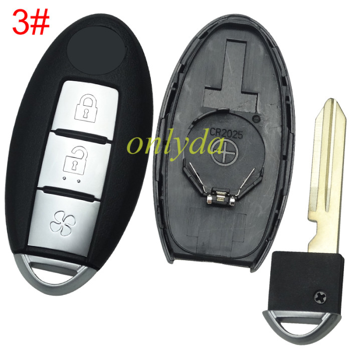 For Nissan remote  key blank with badge, with balde ,T-shaped interior for old model, pls choose button model