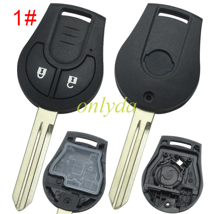 For Nissan  remote key blank with flat Nissan badge pls choose button model