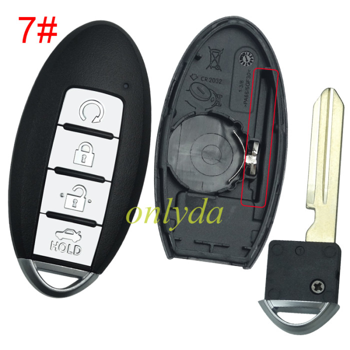 For Nissan remote key blank without badge ,T-shaped interior. pls choose button model