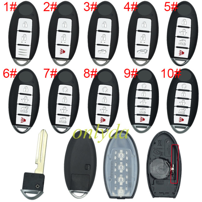 For Nissan   remote key blank with Nissan original badge ,without  buckle,With light hole for new model, pls choose button model