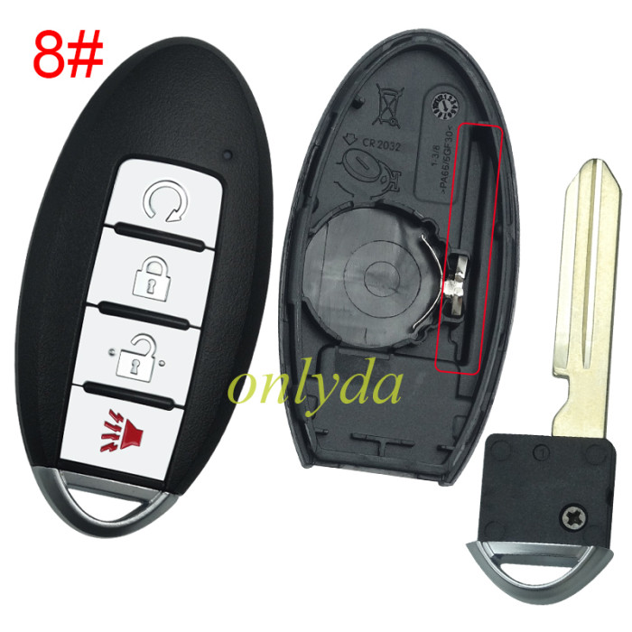 For Nissan remote key blank without badge ,T-shaped interior. pls choose button model