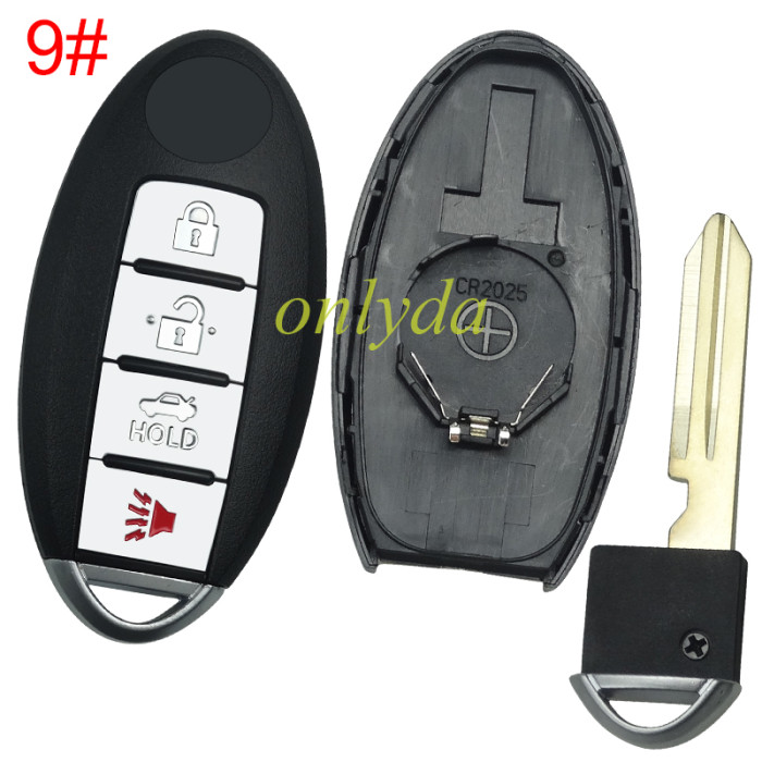 For Nissan remote  key blank with badge, with balde ,T-shaped interior for old model, pls choose button model