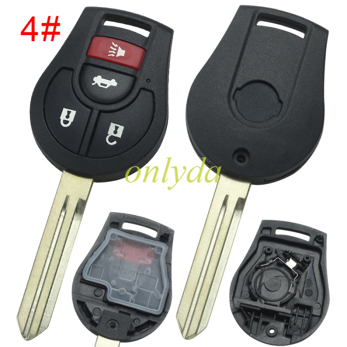 For Nissan  remote key blank with flat Nissan badge pls choose button model