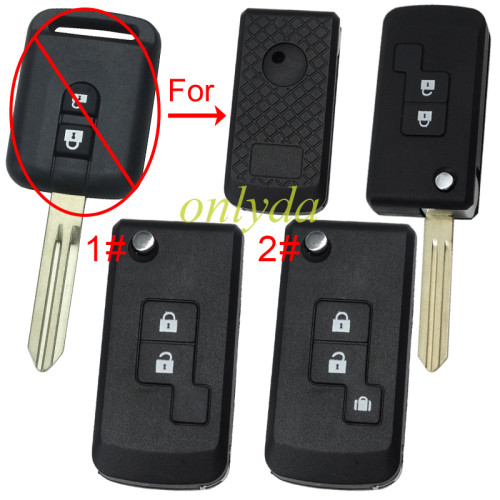 For Nissan modified key blank with bagde, the plastic part is  rectangle ， pls choose button model