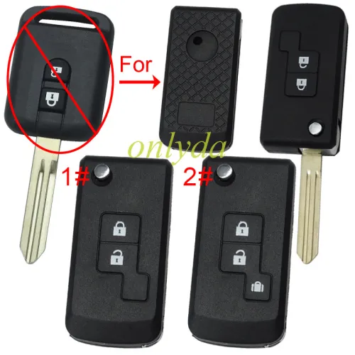 For Nissan modified key blank with bagde, the plastic part is  rectangle ， pls choose button model