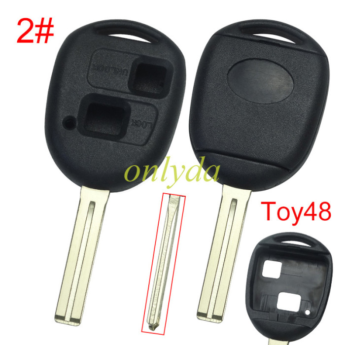 Super Stronger GTL shell  Toyota upgrade 2 button key shell with badge , pls choose blade model