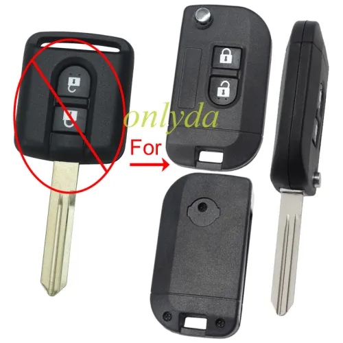 For Nissan modified  remote key shell  2 button with badge