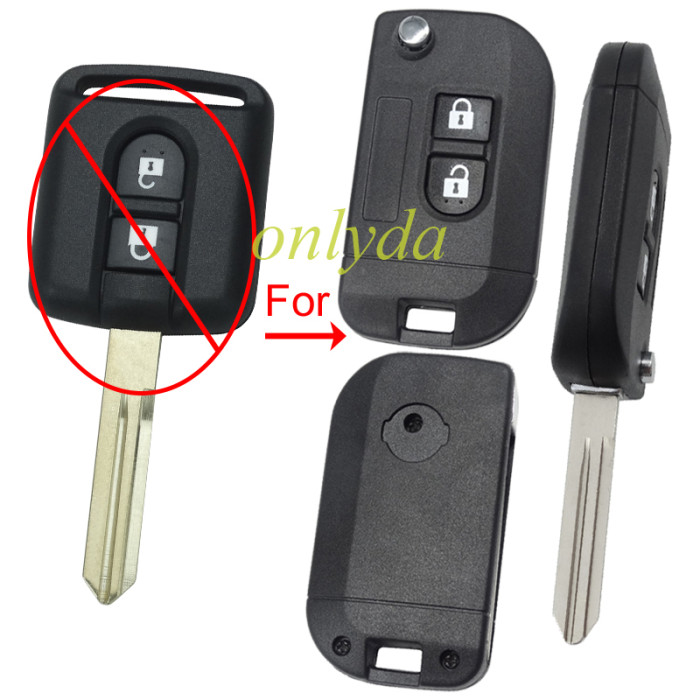 For Nissan modified  remote key shell  2 button with badge