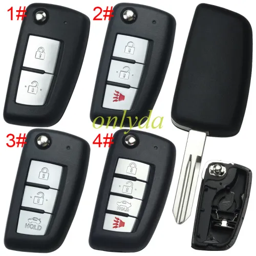 For Nissan remote key blank without badge, the blade is 40cm , pls choose button model
