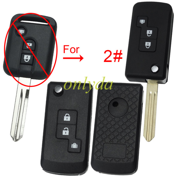 For Nissan modified key blank with bagde, the plastic part is  rectangle ， pls choose button model