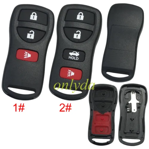 For Nissan  SENTRA  Remote  Shell with Rubber Pad， pls choose button