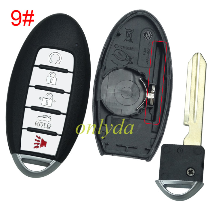 For Nissan remote key blank without badge ,T-shaped interior. pls choose button model