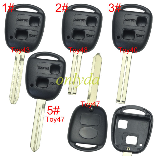 For Toyota 2 Button Remote key blank with bagde，pls choose blade model