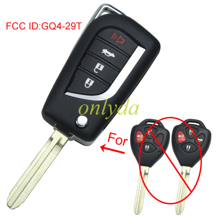 For Toyota 3+1 button modified remote key GQ429T-4B-G with FCCID GQ4-29T--315 mhz with G chip PN:89070-12820 2010-2014 Toyota Venza 2010-2013 Toyota Corolla 2011-2012 Toyota Avalon 2011-2013 Toyota Matrix