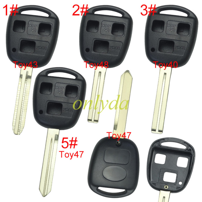 For Toyota 3 Button Remote key blank 【 with badge】, pls choose blade model